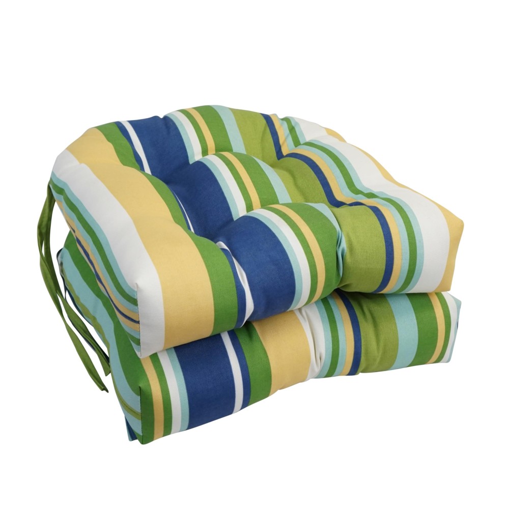 Blazing Needles 16-Inch Rounded Back Tufted Outdoor Chair Cushion, 16 X 16, Mccoury Pool 2 Count