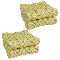 Blazing Needles Square Tufted Outdoor Chair Cushion, 19 X 19, Capecod Summer 4 Count