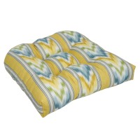 Blazing Needles Rounded Back Tufted Outdoor Chair Cushion, 19 X 19, Libella Cornsilk