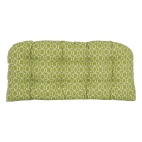 Blazing Needles Rounded Back Tufted Outdoor Loveseat Cushion, 42 X 19, Titan Kiwi