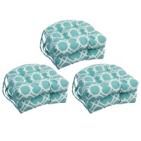 Blazing Needles 16-Inch Rounded Back Tufted Outdoor Chair Cushion, 16 X 16, Elipse Pool 6 Count