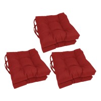 Blazing Needles 16-Inch Solid Square Tufted Outdoor Chair Cushion, 16 X 16, Paprika 6 Count
