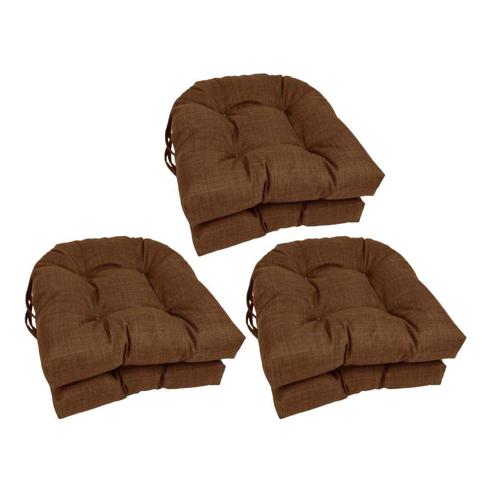 Blazing Needles 16-Inch Solid Rounded Back Tufted Outdoor Chair Cushion, 16 X 16, Mocha 6 Count