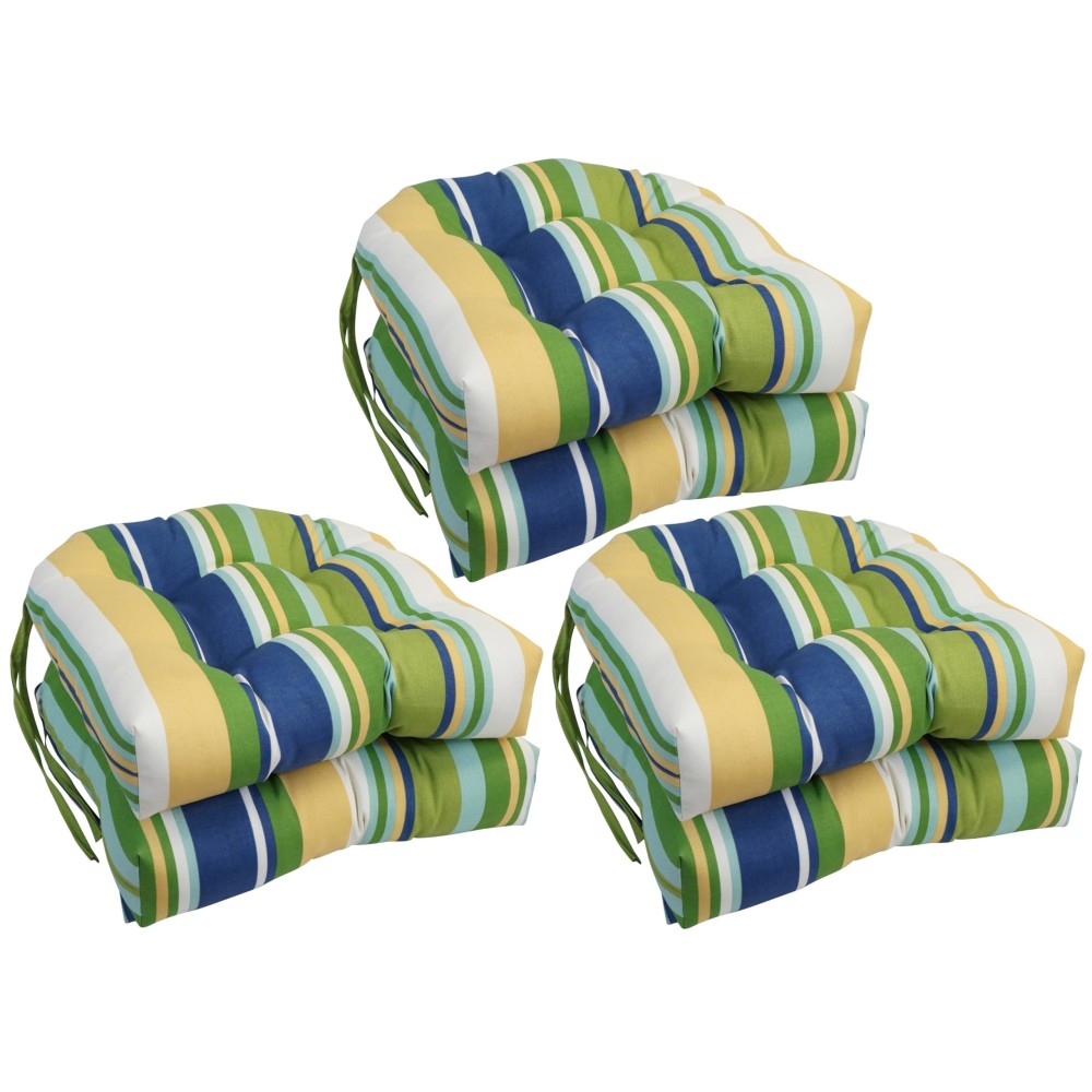 Blazing Needles 16-Inch Rounded Back Tufted Outdoor Chair Cushion, 16 X 16, Mccoury Pool 6 Count