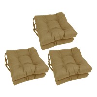 Blazing Needles 16-Inch Solid Square Tufted Outdoor Chair Cushion, 16 X 16, Wheat 6 Count