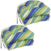 Blazing Needles 16-Inch Rounded Back Tufted Outdoor Chair Cushion, 16 X 16, Browning Sunblue 4 Count