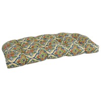 Blazing Needles Rounded Back Tufted Outdoor Loveseat Cushion, 42 X 19, Splendor Festive