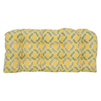 Blazing Needles Rounded Back Tufted Outdoor Loveseat Cushion, 42 X 19, Capecod Summer