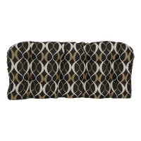 Blazing Needles Rounded Back Tufted Premium Woven Outdoor Loveseat Cushion, 42 X 19, Duo Noir