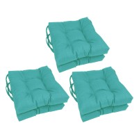 Blazing Needles 16-Inch Solid Square Tufted Outdoor Chair Cushion, 16 X 16, Aqua Blue 6 Count