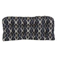 Blazing Needles Rounded Back Tufted Premium Woven Outdoor Loveseat Cushion, 42 X 19, Duo Indigo