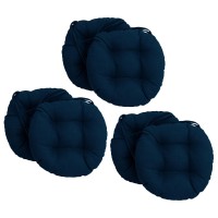 Blazing Needles 16-Inch Solid Round Tufted Outdoor Chair Cushion, 16 X 16, Azul 6 Count