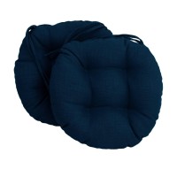 Blazing Needles 16-Inch Solid Round Tufted Outdoor Chair Cushion, 16 X 16, Azul 6 Count