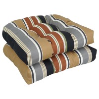 Blazing Needles Rounded Back Tufted Outdoor Chair Cushion, 19 X 19, Bella Sandstone 2 Count