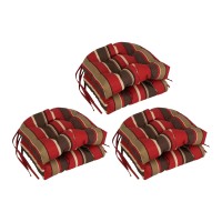 Blazing Needles 16-Inch Rounded Back Tufted Outdoor Chair Cushion, 16 X 16, Montserrat Sangria 6 Count