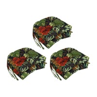 Blazing Needles 16-Inch Rounded Back Tufted Outdoor Chair Cushion, 16 X 16, Tropique Raven 6 Count