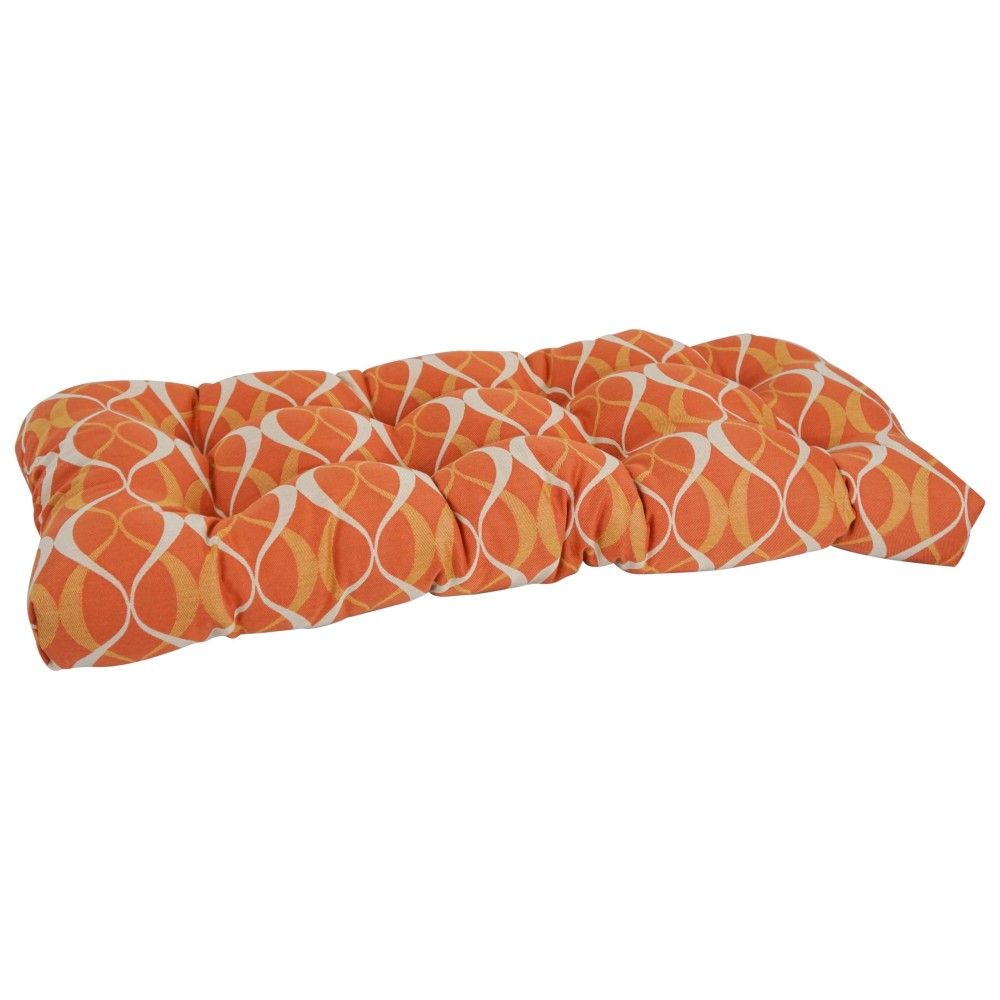 Blazing Needles Rounded Back Tufted Premium Woven Outdoor Loveseat Cushion, 42 X 19, Duo Mango