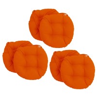 Blazing Needles 16-Inch Solid Round Tufted Outdoor Chair Cushion, 16 X 16, Tangerine Dream 6 Count