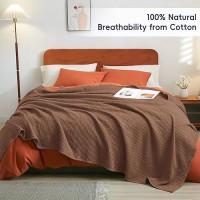 Phf 100 Cotton Waffle Weave Blanket King Size 104 X 90Lightweight Washed Soft Breathable Blanket For All Season Perfect B