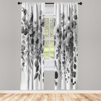 Ambesonne Grey Window Curtains Pack Of 2  Modern Illustration Of Futurist Design Leafy Floral Scene Monochrome Style  Lightweight Set & Rod Pocket  4 Panels Of - 28