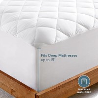 Bare Home Split Head Flex King Quilted Fitted Mattress Pad Cooling Mattress Topper Easily Washable Elastic Fitted Mattress