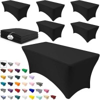 Your Chair Covers 6 Pack Rectangular Spandex Table Covers 6Ft Fitted Tablecloth Wedding Event Patio Table Decorations Elastic Fa