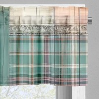 Ambesonne Floral Valance Tier Curtain 3 Pcs Set Modern Plaid And Tribals Wild Flowery With Bows On Farmhouse Back Print Wind