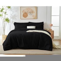 Cozylux Full Comforter Set Black 7 Pieces Bed In A Bag Soft Bedding Comforter Set With Sheets All Season Boho 7Pc Bed Sets Wit