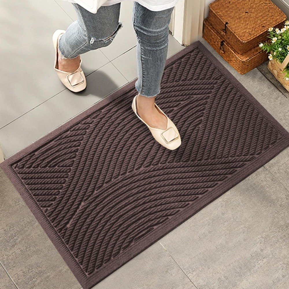 Hiyard Sturdy Front Door Mat Absorbent Muddy Dirt Resist Welcome Door Mats Outdoor Indoor Stain And Fade Resistant Nonslip B