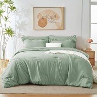 Cozylux Queen Comforter Set Sage Green 7 Pieces Bed In A Bag Bedding Comforter Set With Sheets All Season Boho 7Pc Bed Sets W