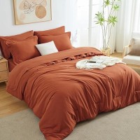 Cozylux King Comforter Set Burnt Orange 7 Pieces Bed In A Bag Terracotta Comforter Set With Sheets All Season Boho 7Pc Bed Set