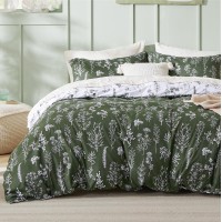 Bedsure Duvet Cover Queen Size Reversible Dark Green Duvet Cover Set With Zipper Closure Floral Bedding Comforter Cover 3 Pi