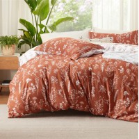 Bedsure Twintwin Xl Duvet Cover Reversible Terracotta Duvet Cover Set With Zipper Closure Cute Floral Botanical Pattern Beddi