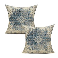 Vakado Outdoor Boho 18X18 Set Of 2 Throw Pillow Covers Spring Decorative Blue Farmhouse Bohemian Carpet Vintage Gray Cases Home