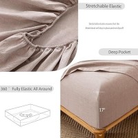 Moomee Bedding Sheet Set 100 Washed Cotton Linen Like Textured Breathable Durable Soft Comfy Mauve Brown Twin