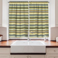 Ambesonne Stripes Kitchen Curtains  Horizontal Lines Simple Design With Retro Farmhouse Inspired Colors  Window Drapes 2 Panel Set For Kitchen Cafe Decor  55