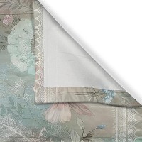 Ambesonne Floral Art Kitchen Curtains  Minty Aura Romance Flowers With Autumn Leaves Oriental Lace Details Print  Window Drapes 2 Panel Set For Kitchen Cafe Decor  55