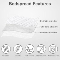 Hansleep White Quilt King Size Geometric Ultrasonic All Season Bedspread King Soft Lightweight Coverlet Bedding Set 3 Pieces