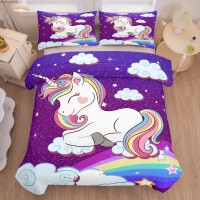 Tailor Shop Unicorn Bedding Sets King Size Purple Unicorn Comforter Sets For Girls Kids Teens With 2 Pillowcase