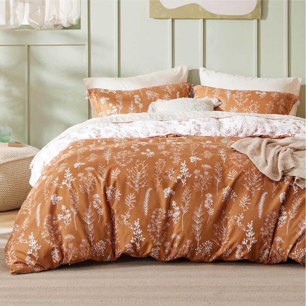 Bedsure Twintwin Xl Duvet Cover Reversible Caramel Duvet Cover Set With Zipper Closure Orange Botanical Patterns Bedding Com