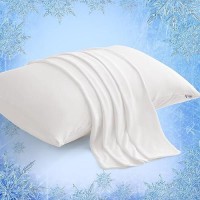 Elegear Cooling Pillow Cases For Hot Sleepers  Japanese Q-Max 0.45 Cooling Pillowcases  Both Sides[Cooling/Cotton]  Breathable Soft Pillowcase For Hair And Skin  Set Of 2-White (King (20