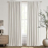 8-3/4Ft Extra Long Curtains For Bedroom  Lush Decor 105 Inch Linen Blackout Light Blocking Nursery Window Curtains 2 Panels Burg Textured Back Tab&Pinch Pleated Drapes With Hooks Birch (40