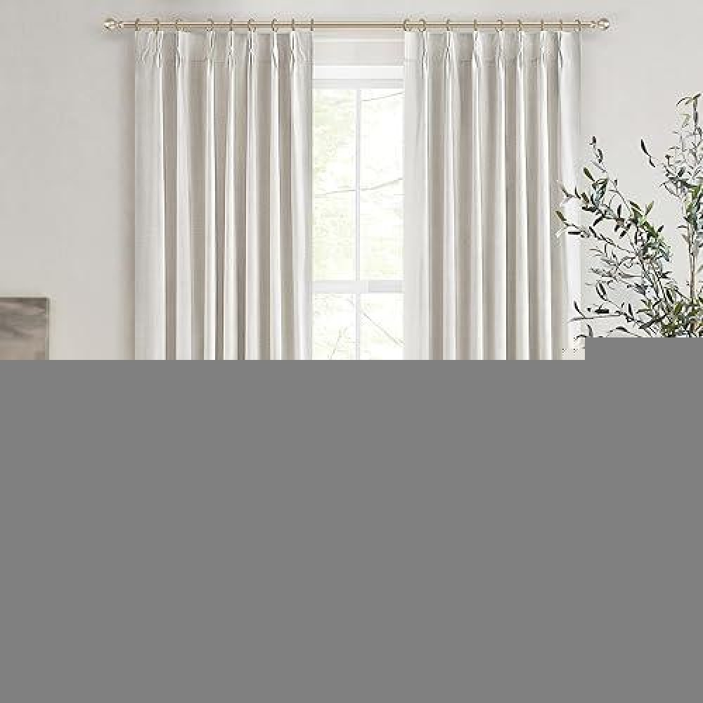 Neutral 86 Inch Nursery Blackout Window Curtains For Bedroom 86 Inches Long  Thermal Curtains For Summer Heat Blocking Linen Custom Made Drapes Pinch Pleated Back Tab Rustic (40