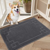 Beqhause Doormat Dirt Trapper Entrance Mat Nonslip Lowprofile Absorbent Welcome Mat Washable Front Dog Door Mat For Muddy Paw