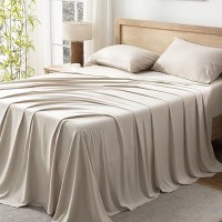 Andency Oatmeal King Size Sheets Set 100 Viscose Derived From Bamboo Cooling King Sheets Deep Pocket Up To 16 Silky Soft