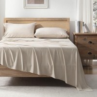 Andency Oatmeal King Size Sheets Set 100 Viscose Derived From Bamboo Cooling King Sheets Deep Pocket Up To 16 Silky Soft