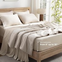 Andency Oatmeal King Size Sheets Set 100 Viscose Derived From Bamboo Cooling King Sheets Deep Pocket Up To 16 Silky Soft