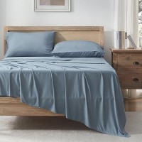 Andency Grayish Blue Full Size Bed Sheets 100 Viscose Derived From Bamboo Cooling Full Sheets Deep Pocket Up To 16 Silky