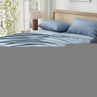 Andency Grayish Blue Queen Sheets Set 100 Viscose Derived From Bamboo Cooling Bed Sheets Queen Size Deep Pocket Up To 16