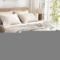 Andency Queen Sheets Set 100 Viscose Derived From Bamboo Beige Cooling Bed Sheets Queen Size Deep Pocket Up To 16 Silky S